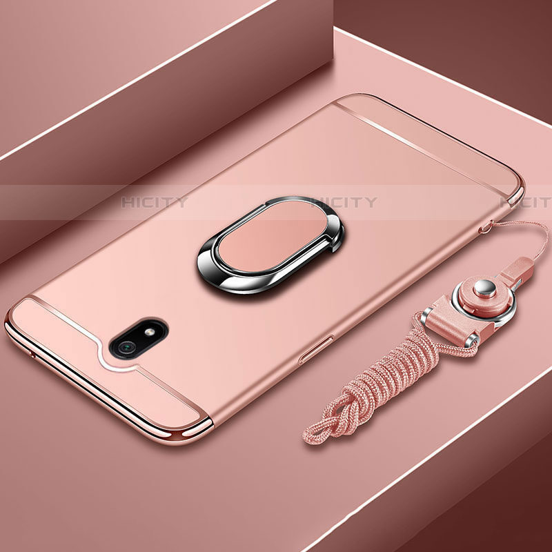 Handyhülle Hülle Luxus Metall Rahmen und Kunststoff Schutzhülle Tasche mit Fingerring Ständer A01 für Xiaomi Redmi 8A groß