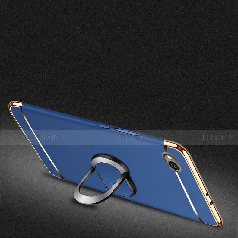 Handyhülle Hülle Luxus Metall Rahmen und Kunststoff Schutzhülle Tasche mit Fingerring Ständer A01 für Xiaomi Redmi Go