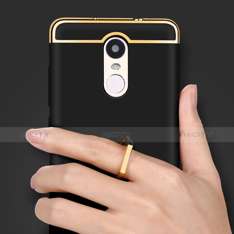 Handyhülle Hülle Luxus Metall Rahmen und Kunststoff Schutzhülle Tasche mit Fingerring Ständer A01 für Xiaomi Redmi Note 3 MediaTek