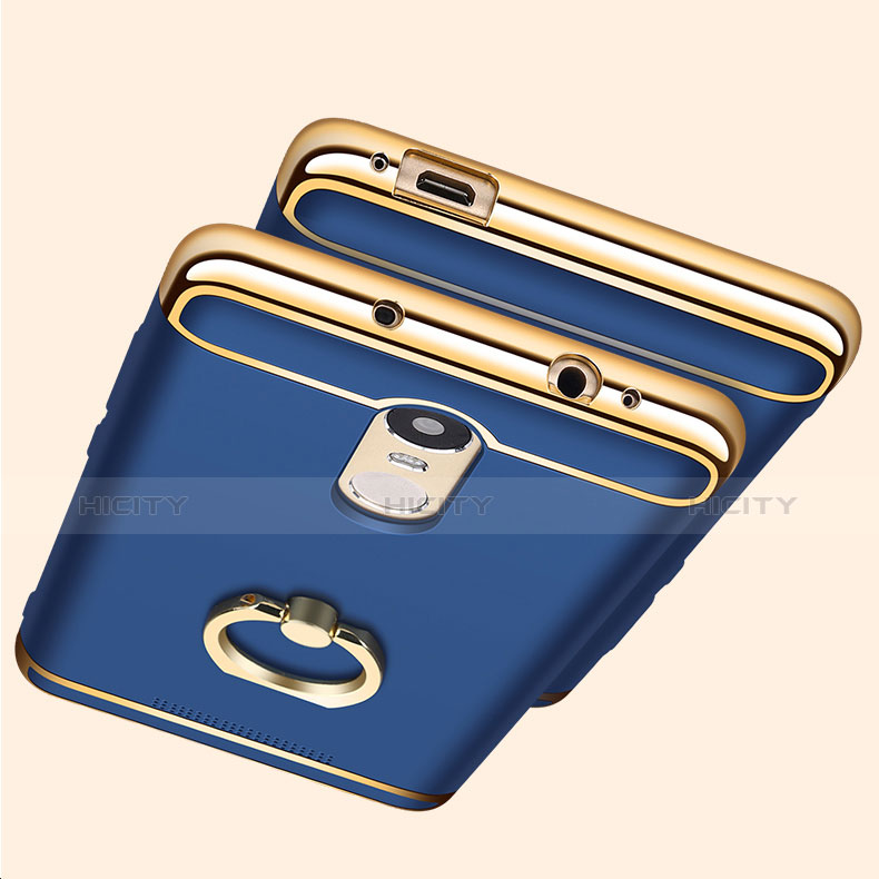 Handyhülle Hülle Luxus Metall Rahmen und Kunststoff Schutzhülle Tasche mit Fingerring Ständer A01 für Xiaomi Redmi Note 3 MediaTek groß