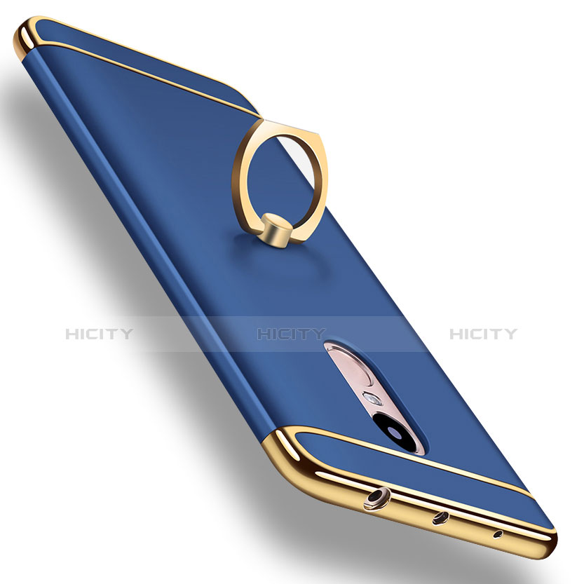Handyhülle Hülle Luxus Metall Rahmen und Kunststoff Schutzhülle Tasche mit Fingerring Ständer A01 für Xiaomi Redmi Note 4X High Edition groß