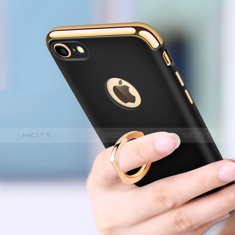 Handyhülle Hülle Luxus Metall Rahmen und Kunststoff Schutzhülle Tasche mit Fingerring Ständer A02 für Apple iPhone 7