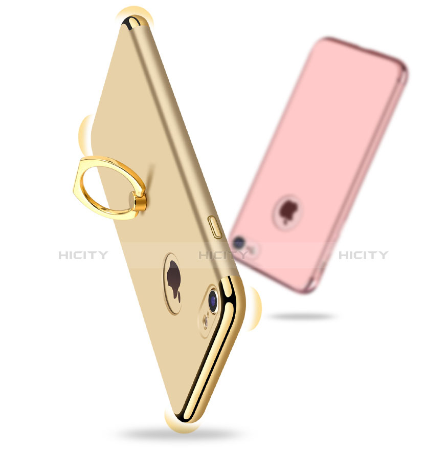 Handyhülle Hülle Luxus Metall Rahmen und Kunststoff Schutzhülle Tasche mit Fingerring Ständer A02 für Apple iPhone 8 groß
