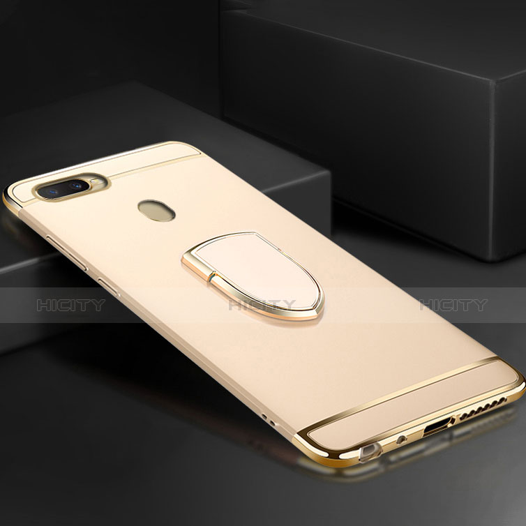 Handyhülle Hülle Luxus Metall Rahmen und Kunststoff Schutzhülle Tasche mit Fingerring Ständer A02 für Oppo AX7 Gold Plus