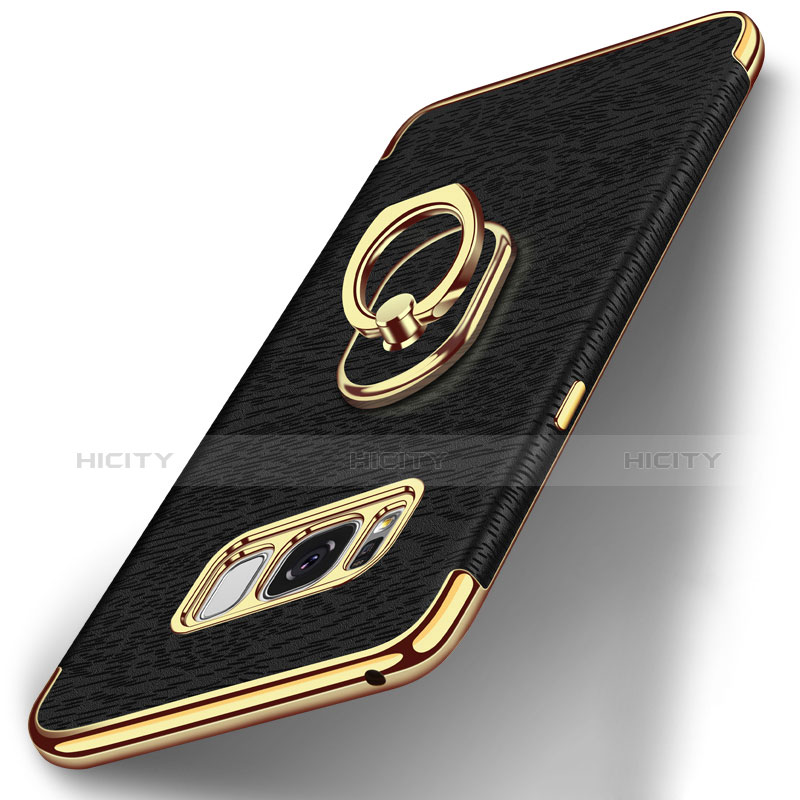 Handyhülle Hülle Luxus Metall Rahmen und Kunststoff Schutzhülle Tasche mit Fingerring Ständer A02 für Samsung Galaxy S8 Plus groß