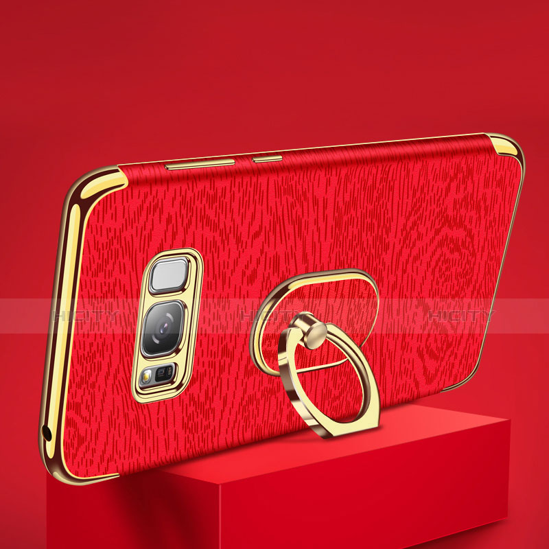 Handyhülle Hülle Luxus Metall Rahmen und Kunststoff Schutzhülle Tasche mit Fingerring Ständer A02 für Samsung Galaxy S8 Plus groß