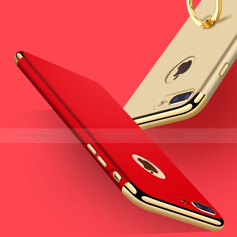 Handyhülle Hülle Luxus Metall Rahmen und Kunststoff Schutzhülle Tasche mit Fingerring Ständer A07 für Apple iPhone 8 Plus