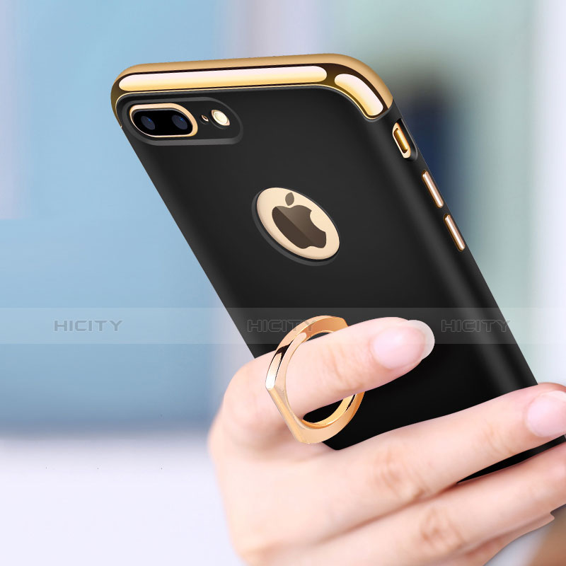 Handyhülle Hülle Luxus Metall Rahmen und Kunststoff Schutzhülle Tasche mit Fingerring Ständer A07 für Apple iPhone 8 Plus