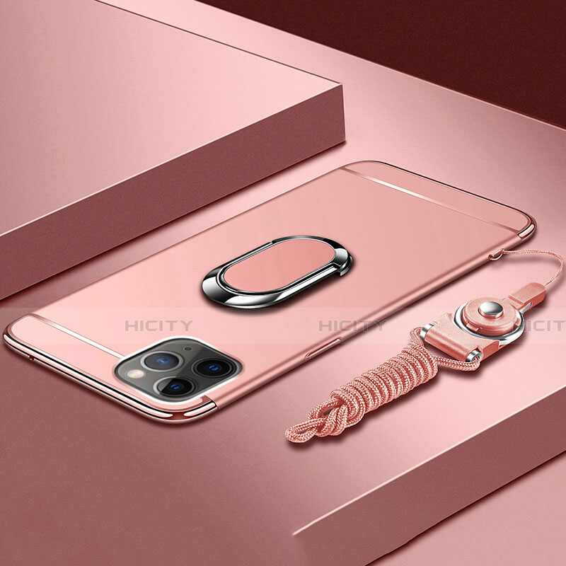 Handyhülle Hülle Luxus Metall Rahmen und Kunststoff Schutzhülle Tasche mit Fingerring Ständer T01 für Apple iPhone 11 Pro