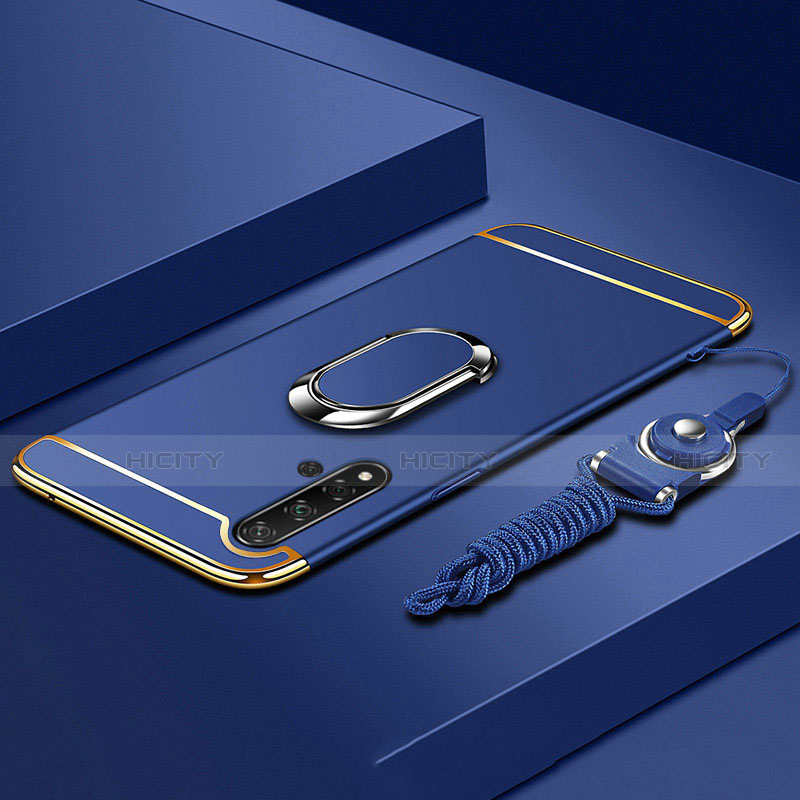 Handyhülle Hülle Luxus Metall Rahmen und Kunststoff Schutzhülle Tasche mit Fingerring Ständer T01 für Huawei Nova 5