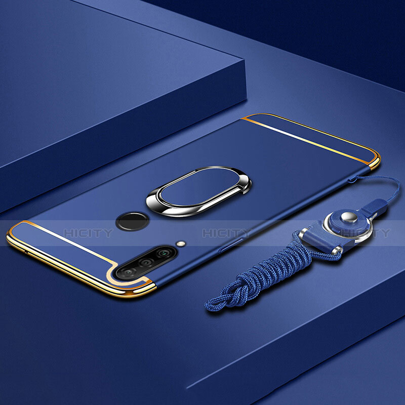 Handyhülle Hülle Luxus Metall Rahmen und Kunststoff Schutzhülle Tasche mit Fingerring Ständer T01 für Huawei P30 Lite