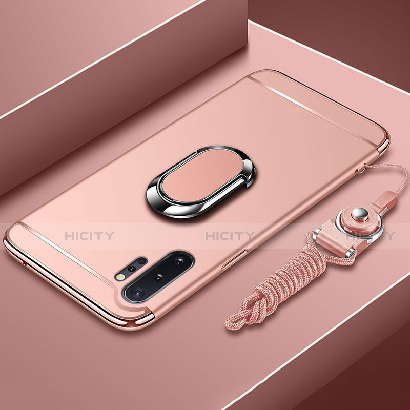 Handyhülle Hülle Luxus Metall Rahmen und Kunststoff Schutzhülle Tasche mit Fingerring Ständer T01 für Samsung Galaxy Note 10 Plus 5G groß