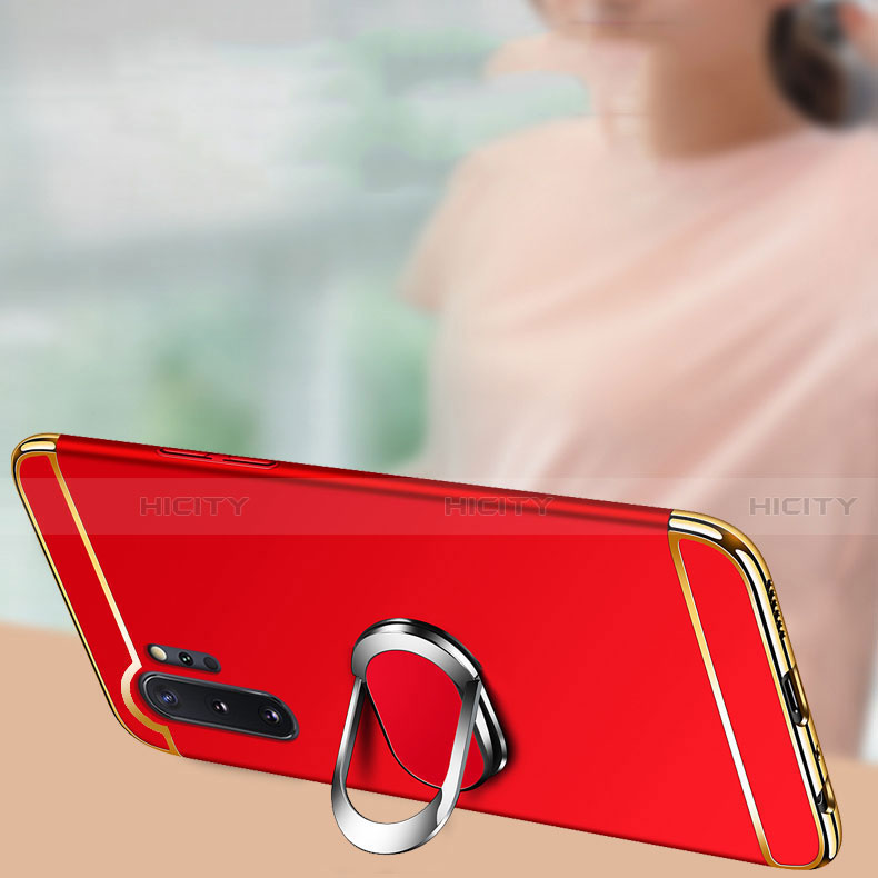 Handyhülle Hülle Luxus Metall Rahmen und Kunststoff Schutzhülle Tasche mit Fingerring Ständer T01 für Samsung Galaxy Note 10 Plus 5G groß
