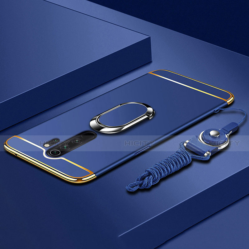 Handyhülle Hülle Luxus Metall Rahmen und Kunststoff Schutzhülle Tasche mit Fingerring Ständer T01 für Xiaomi Redmi Note 8 Pro