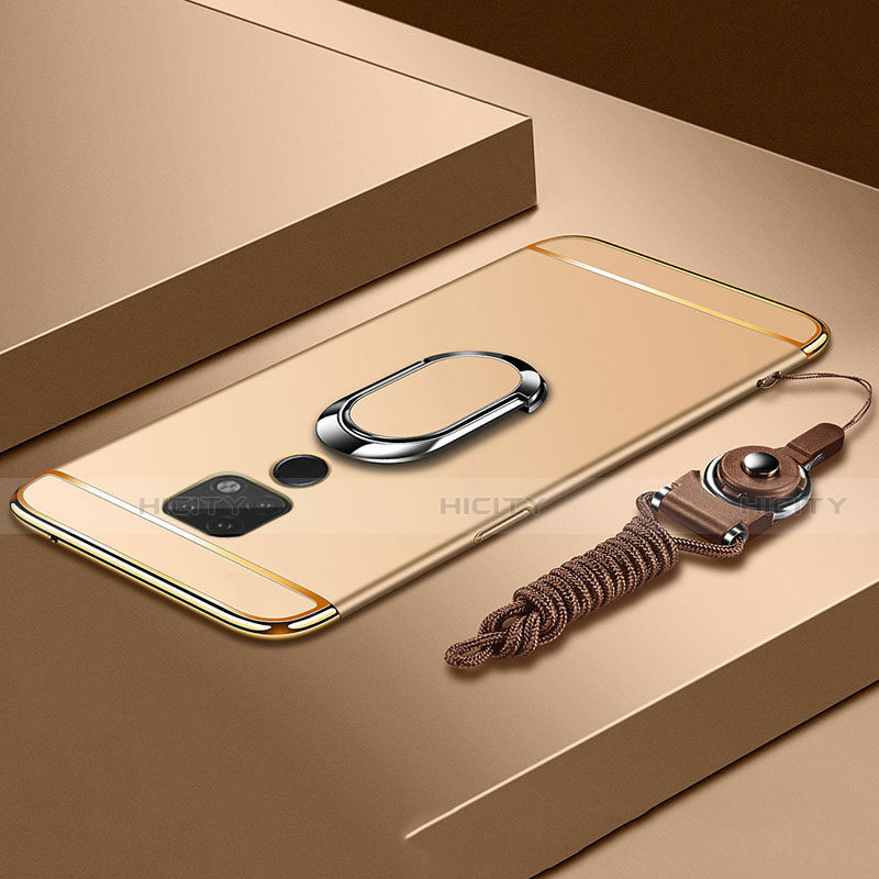 Handyhülle Hülle Luxus Metall Rahmen und Kunststoff Schutzhülle Tasche mit Fingerring Ständer T02 für Huawei Mate 20 X 5G Gold