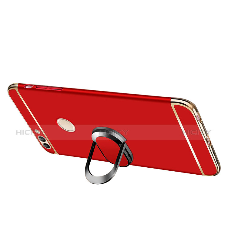 Handyhülle Hülle Luxus Metall Rahmen und Kunststoff Schutzhülle Tasche mit Fingerring Ständer und Lanyard für Huawei Enjoy 8 Plus groß