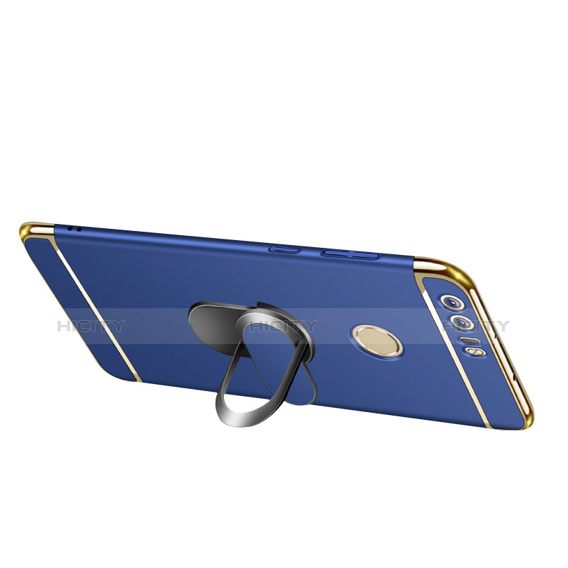 Handyhülle Hülle Luxus Metall Rahmen und Kunststoff Schutzhülle Tasche mit Fingerring Ständer und Lanyard für Huawei Honor 8 groß