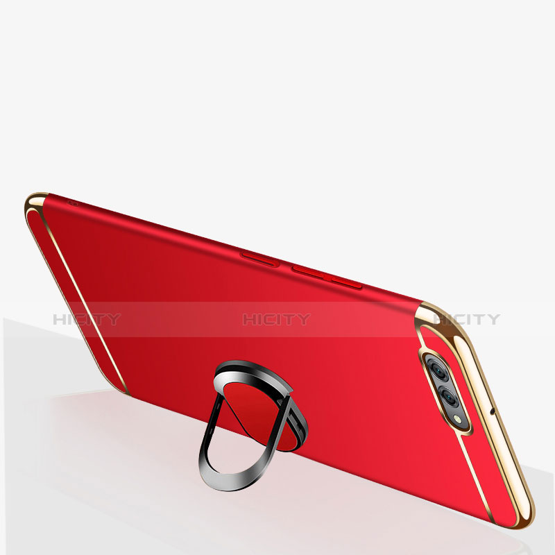 Handyhülle Hülle Luxus Metall Rahmen und Kunststoff Schutzhülle Tasche mit Fingerring Ständer und Lanyard für Huawei Nova 2S