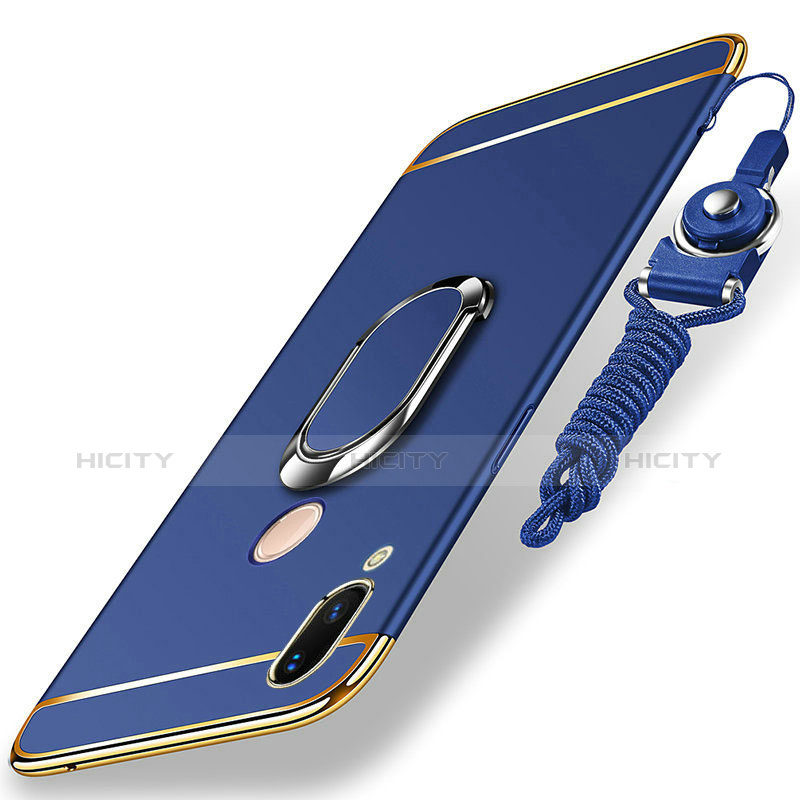 Handyhülle Hülle Luxus Metall Rahmen und Kunststoff Schutzhülle Tasche mit Fingerring Ständer und Lanyard für Huawei P20 Lite