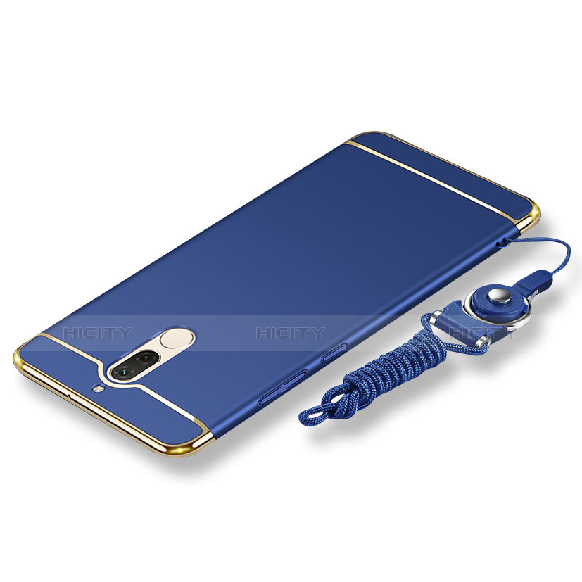 Handyhülle Hülle Luxus Metall Rahmen und Kunststoff Schutzhülle Tasche mit Lanyard für Huawei Maimang 6 Blau