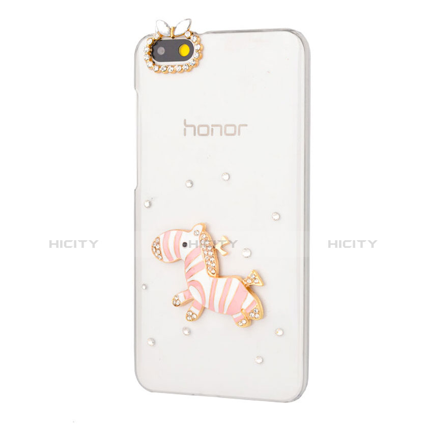 Handyhülle Hülle Luxus Strass Diamant Schutzhülle Zebra für Huawei Honor 4X Rosa