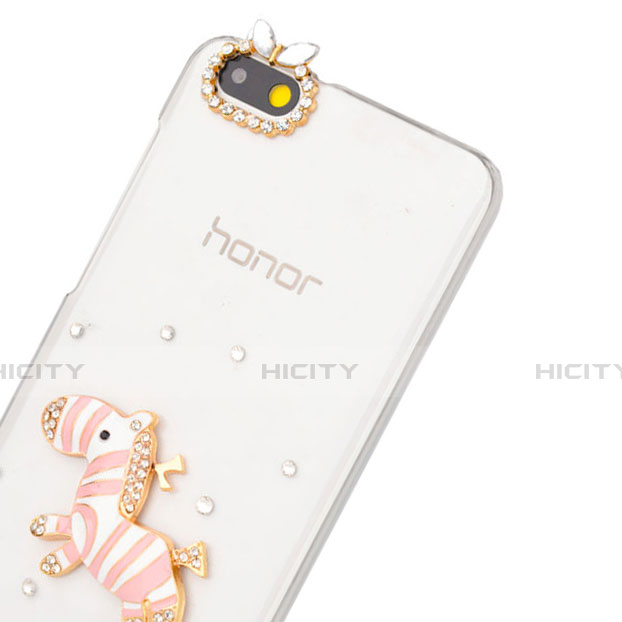 Handyhülle Hülle Luxus Strass Diamant Schutzhülle Zebra für Huawei Honor 4X Rosa