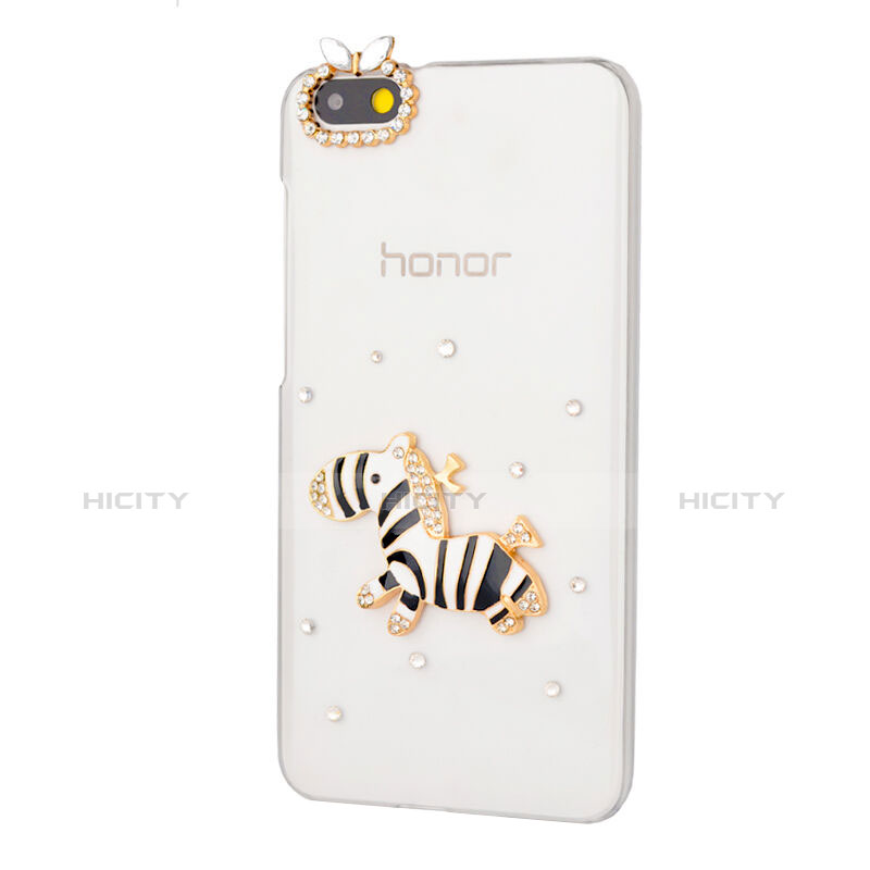 Handyhülle Hülle Luxus Strass Diamant Schutzhülle Zebra für Huawei Honor 4X Schwarz Plus