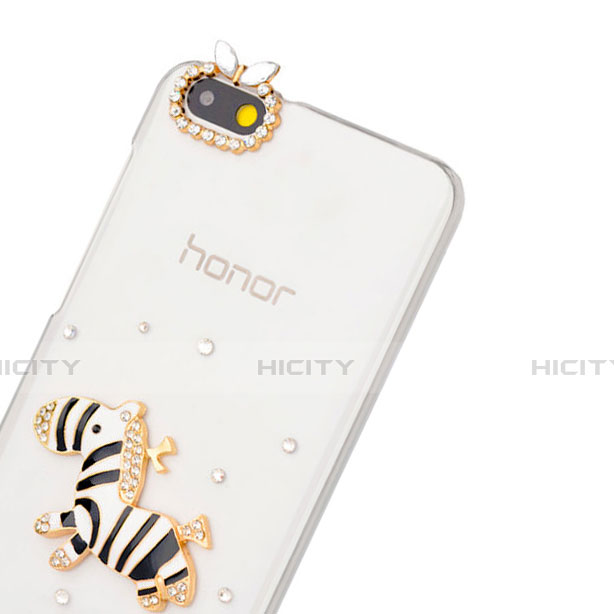 Handyhülle Hülle Luxus Strass Diamant Schutzhülle Zebra für Huawei Honor 4X Schwarz groß