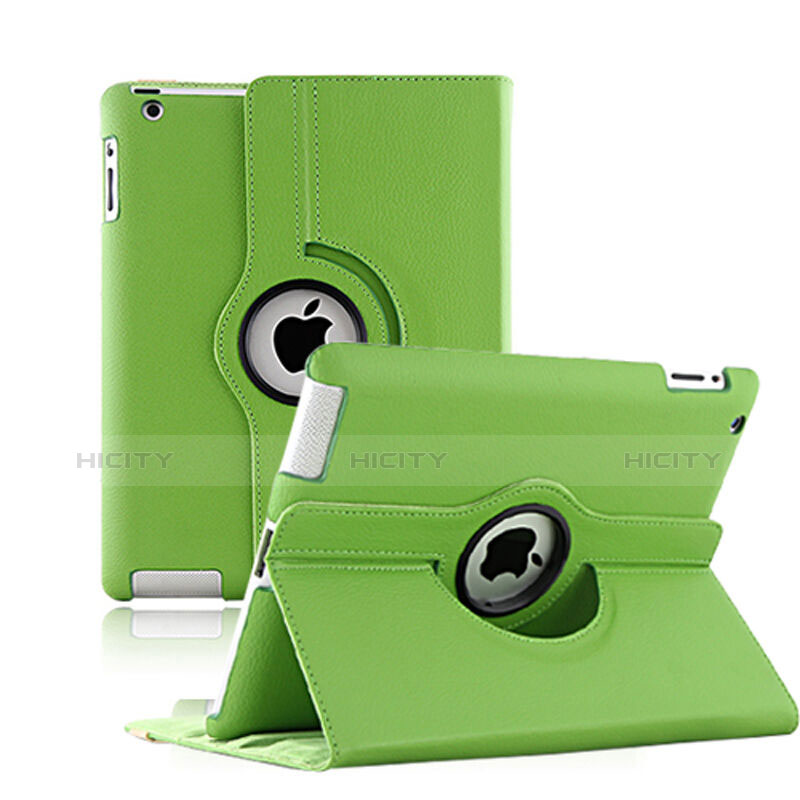 Handyhülle Hülle Rotierende Tasche Leder für Apple iPad 2 Grün Plus