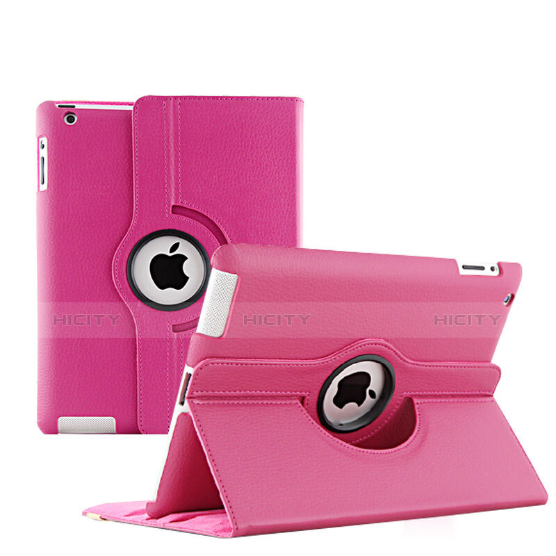 Handyhülle Hülle Rotierende Tasche Leder für Apple iPad 3 Pink Plus