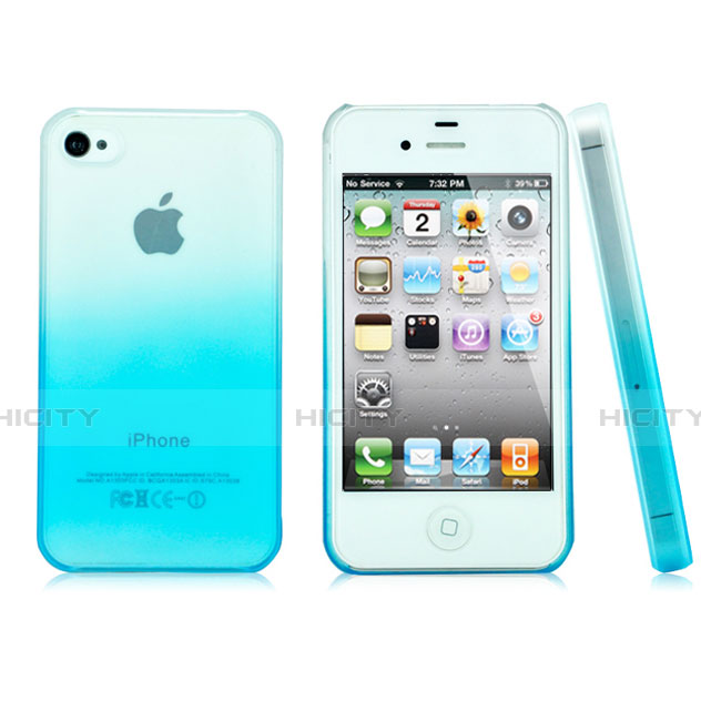 Handyhülle Hülle Schutzhülle Durchsichtig Farbverlauf für Apple iPhone 4 Hellblau