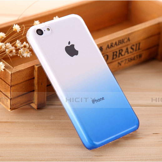 Handyhülle Hülle Schutzhülle Durchsichtig Farbverlauf für Apple iPhone 5C Blau groß
