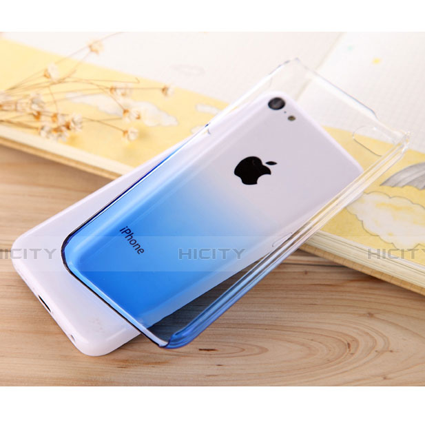 Handyhülle Hülle Schutzhülle Durchsichtig Farbverlauf für Apple iPhone 5C Blau groß