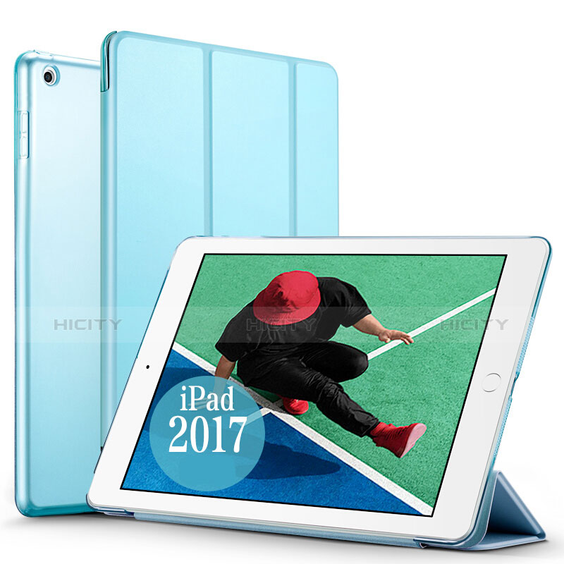 Handyhülle Hülle Stand Tasche Leder für Apple New iPad 9.7 (2017) Hellblau groß