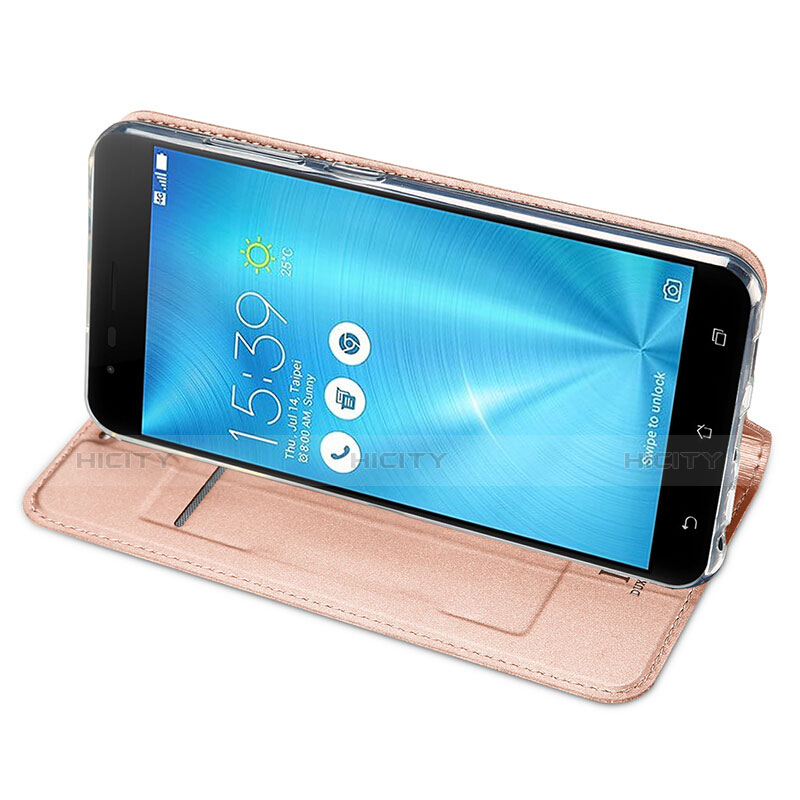 Handyhülle Hülle Stand Tasche Leder für Asus Zenfone 3 Zoom Rosegold groß