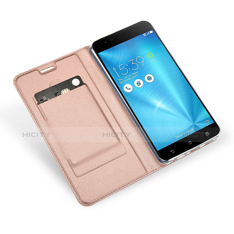 Handyhülle Hülle Stand Tasche Leder für Asus Zenfone 3 Zoom Rosegold groß