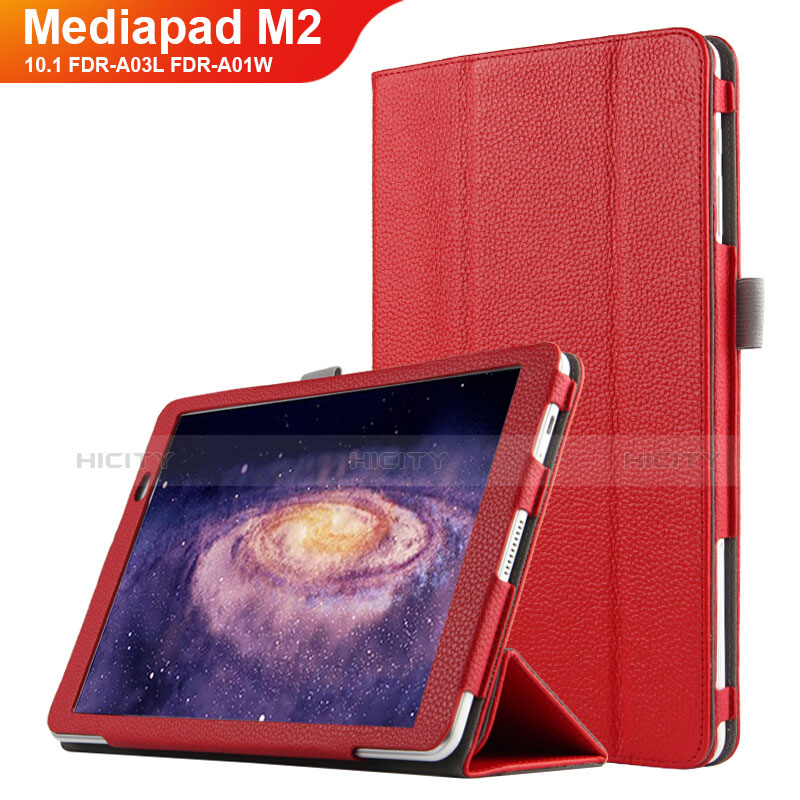 Handyhülle Hülle Stand Tasche Leder für Huawei MediaPad M2 10.1 FDR-A03L FDR-A01W Rot Plus