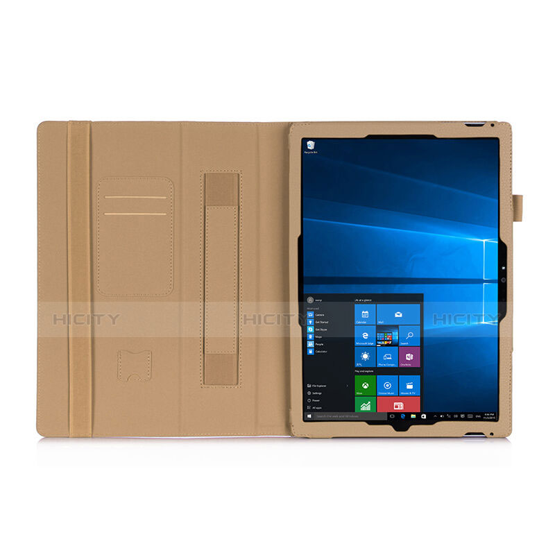 Handyhülle Hülle Stand Tasche Leder für Microsoft Surface Pro 3 Gold groß