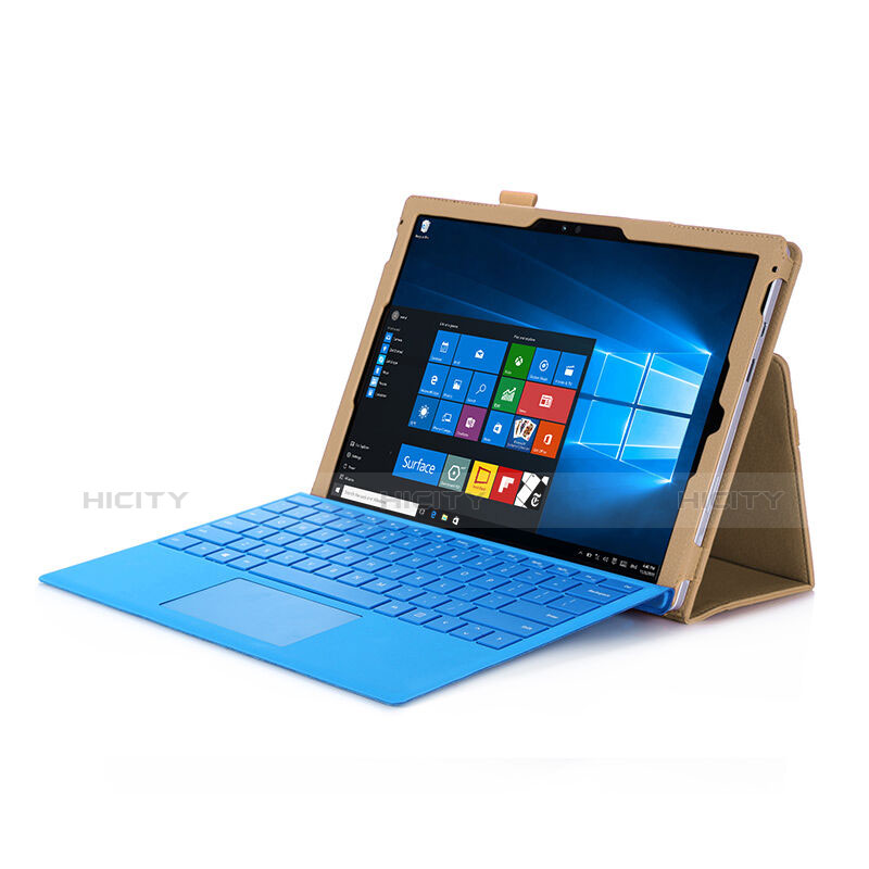Handyhülle Hülle Stand Tasche Leder für Microsoft Surface Pro 3 Gold groß