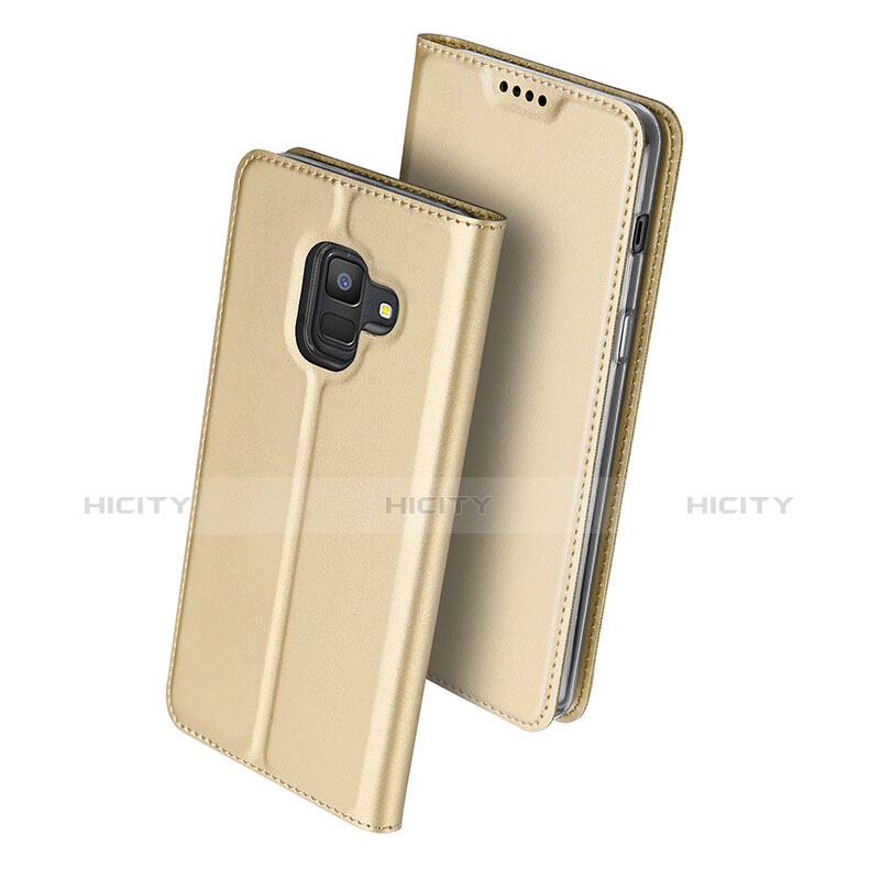 Handyhülle Hülle Stand Tasche Leder für Samsung Galaxy A6 (2018) Dual SIM Gold