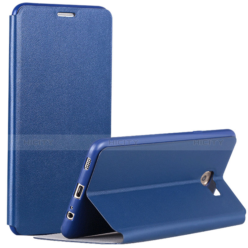 Handyhülle Hülle Stand Tasche Leder für Samsung Galaxy C7 Pro C7010 Blau groß