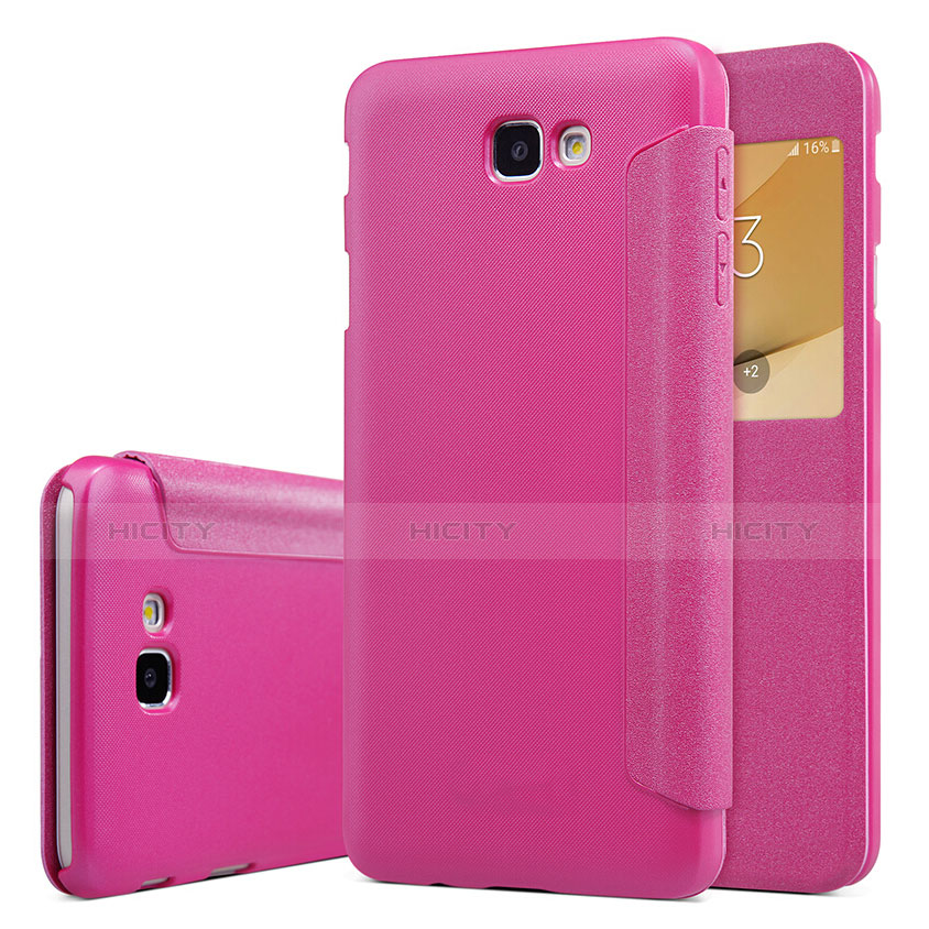 Handyhülle Hülle Stand Tasche Leder für Samsung Galaxy J5 Prime G570F Pink Plus