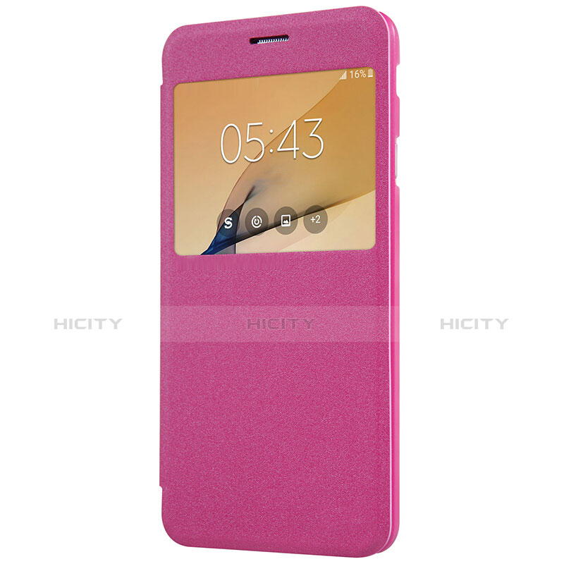 Handyhülle Hülle Stand Tasche Leder für Samsung Galaxy J5 Prime G570F Pink groß