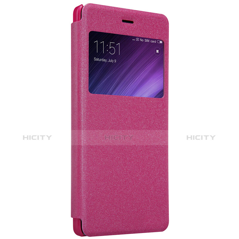 Handyhülle Hülle Stand Tasche Leder für Xiaomi Redmi 4 Standard Edition Pink groß