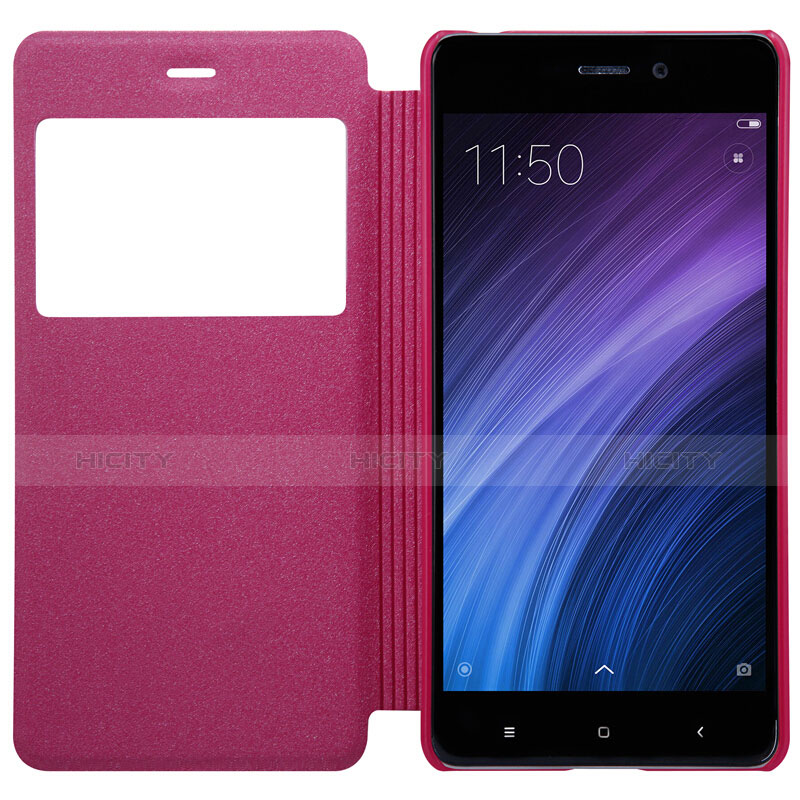 Handyhülle Hülle Stand Tasche Leder für Xiaomi Redmi 4 Standard Edition Pink groß