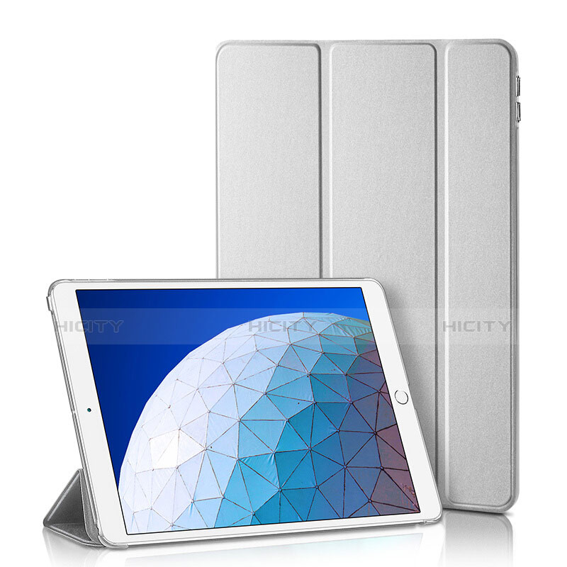 Handyhülle Hülle Stand Tasche Leder L01 für Apple iPad New Air (2019) 10.5 Silber groß