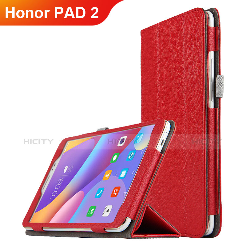 Handyhülle Hülle Stand Tasche Leder L01 für Huawei Honor Pad 2 Rot Plus