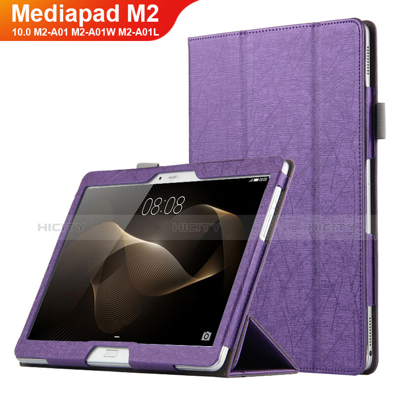 Handyhülle Hülle Stand Tasche Leder L01 für Huawei MediaPad M2 10.0 M2-A01 M2-A01W M2-A01L Violett Plus