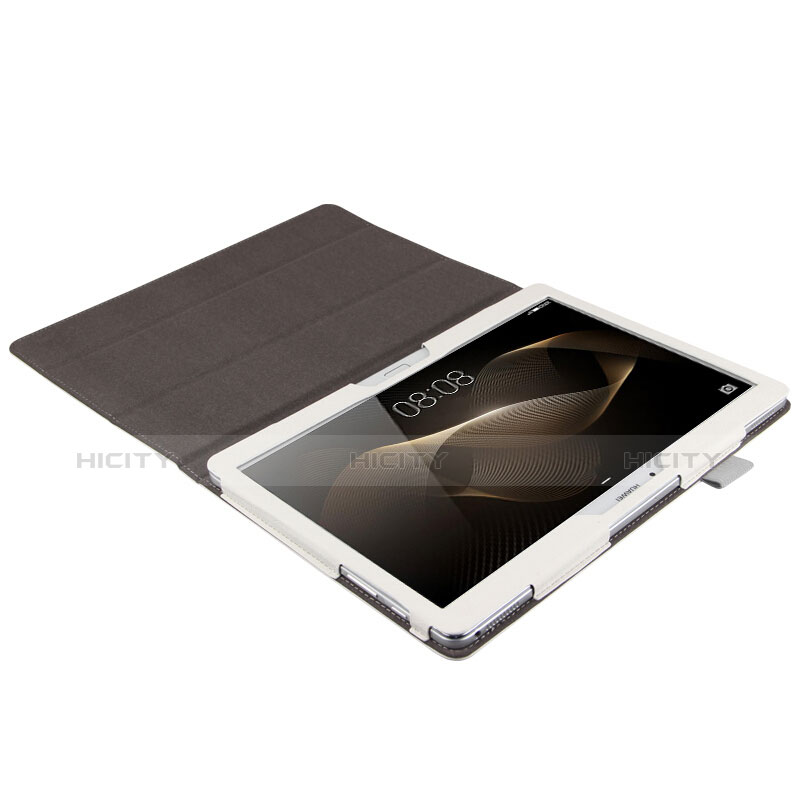 Handyhülle Hülle Stand Tasche Leder L01 für Huawei MediaPad M2 10.0 M2-A01 M2-A01W M2-A01L Weiß groß