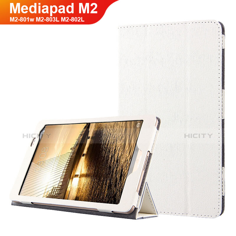 Handyhülle Hülle Stand Tasche Leder L01 für Huawei Mediapad M2 8 M2-801w M2-803L M2-802L Weiß